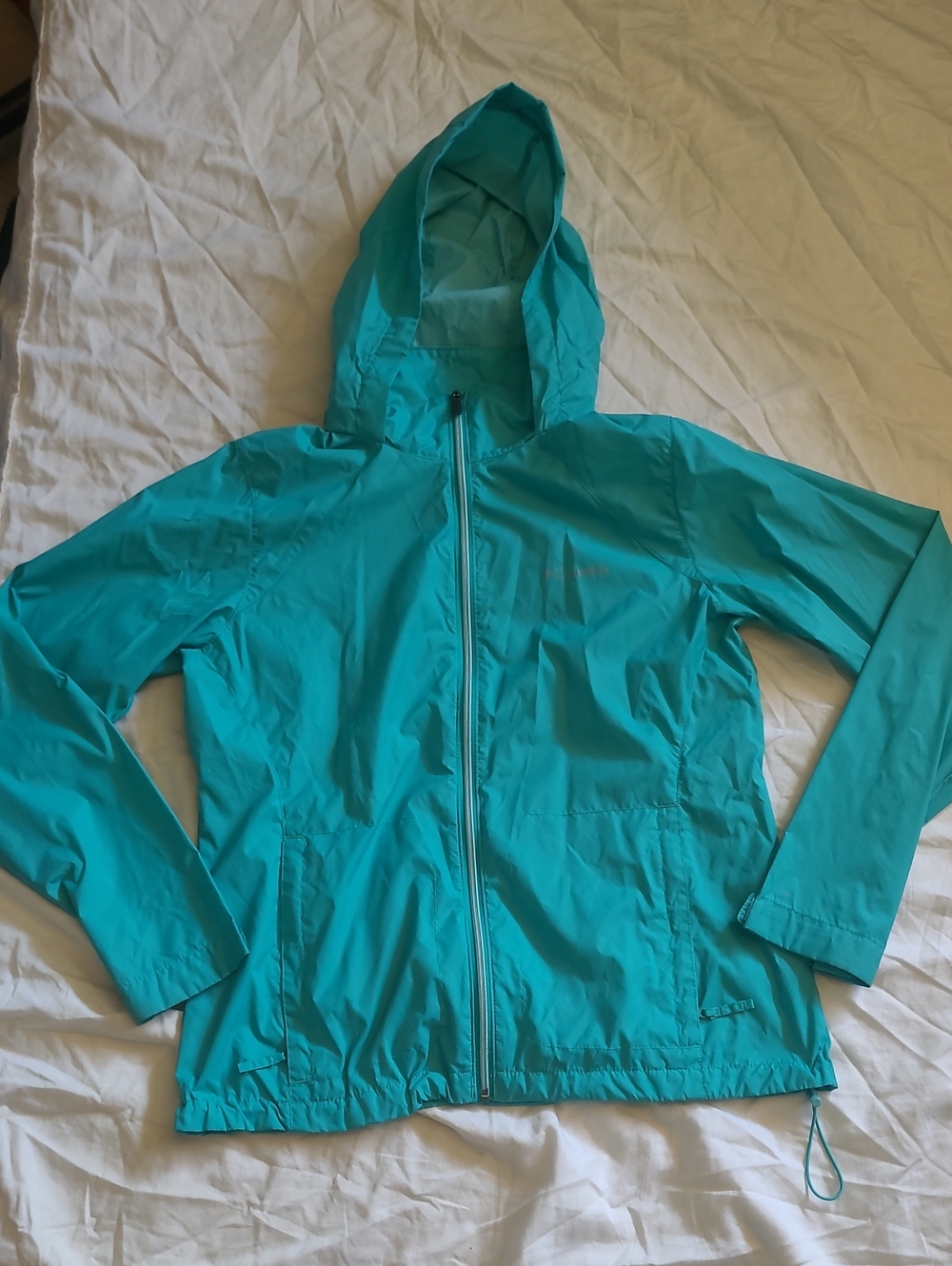 Teal Hooded Windbreaker Jacket